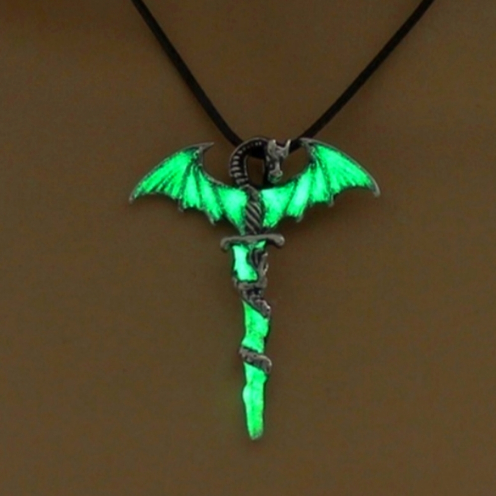 Dragon Cross Punk Luminous Necklace